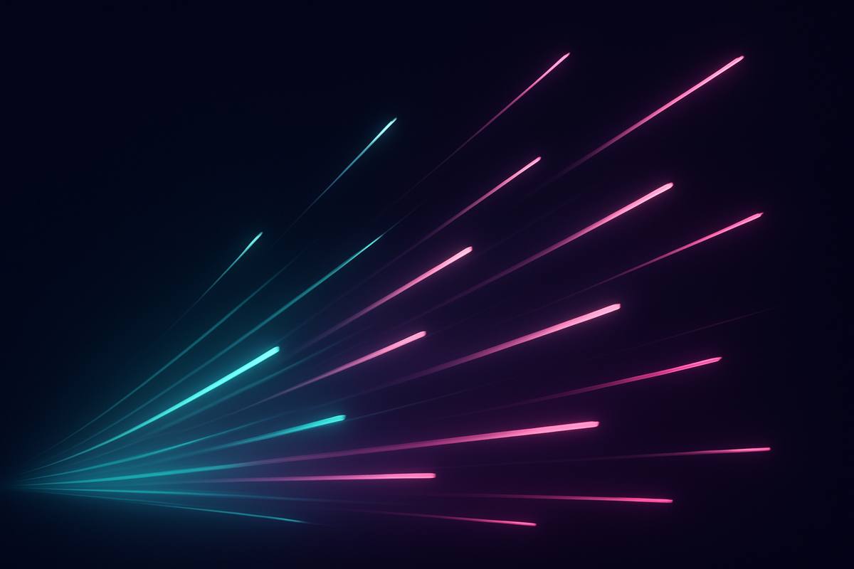 Abstract aurora light streaks representing fast network routing